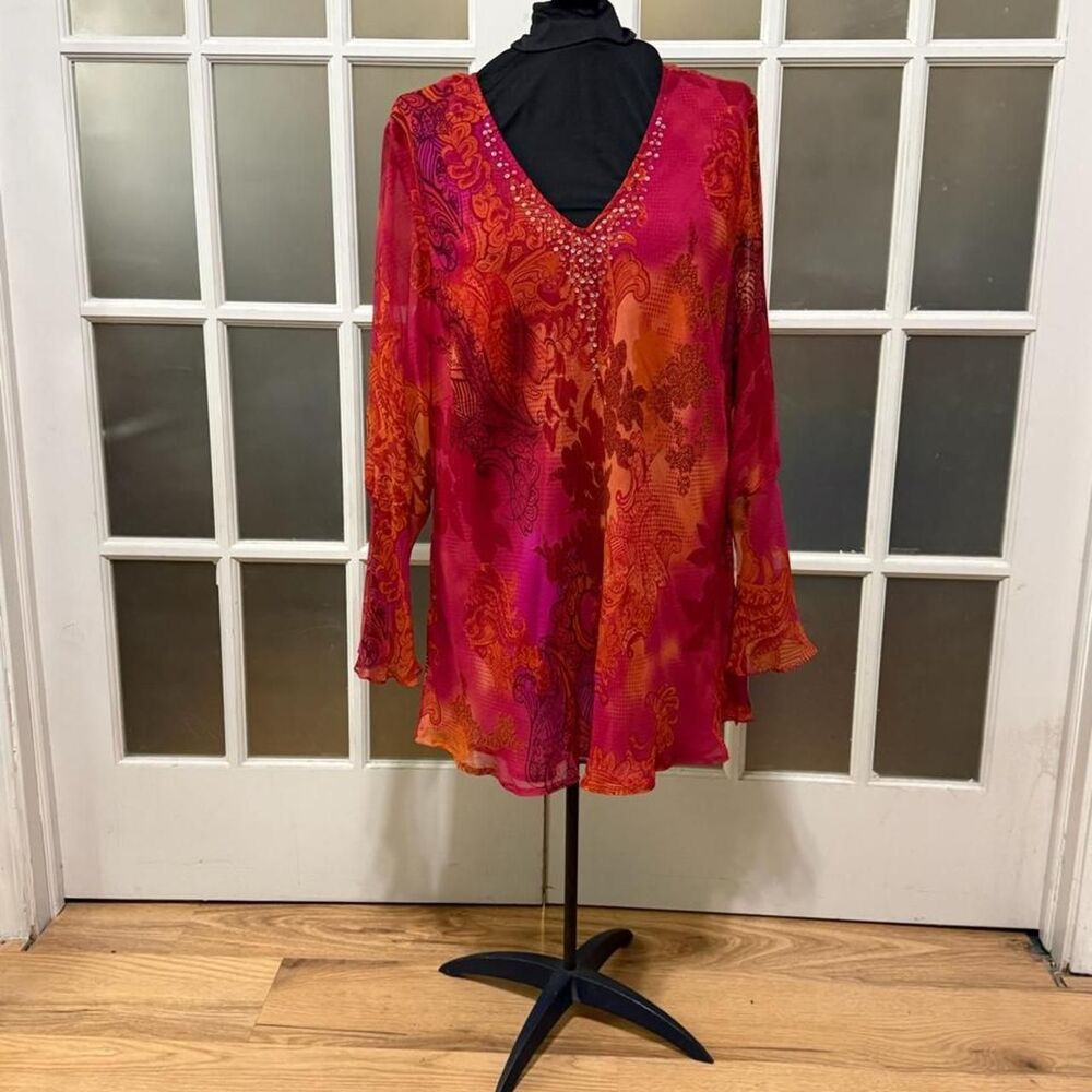 Vintage Separates by NYC Design Co. Beaded Sunset Paisley Silk Blouse